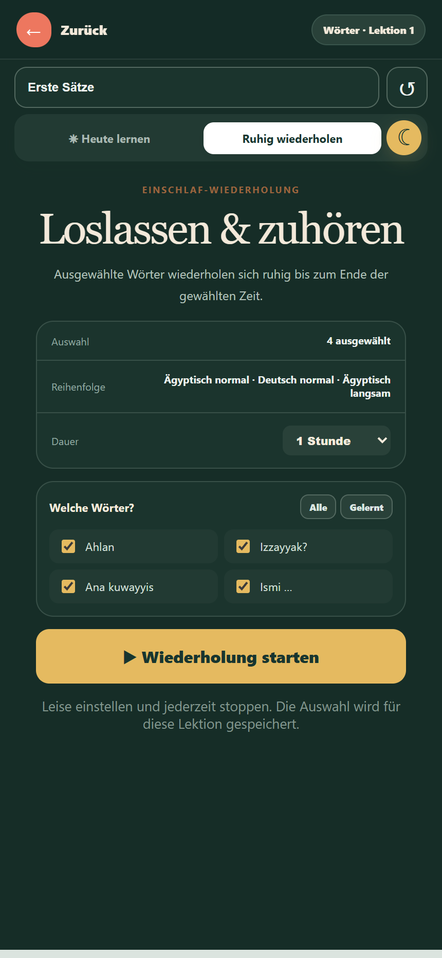 Mein Masri: ruhiger Wiederholungsmodus