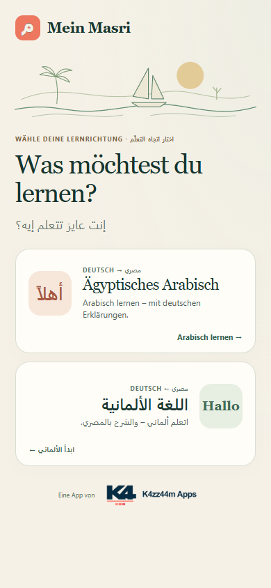Mein Masri: Lernrichtung auswählen